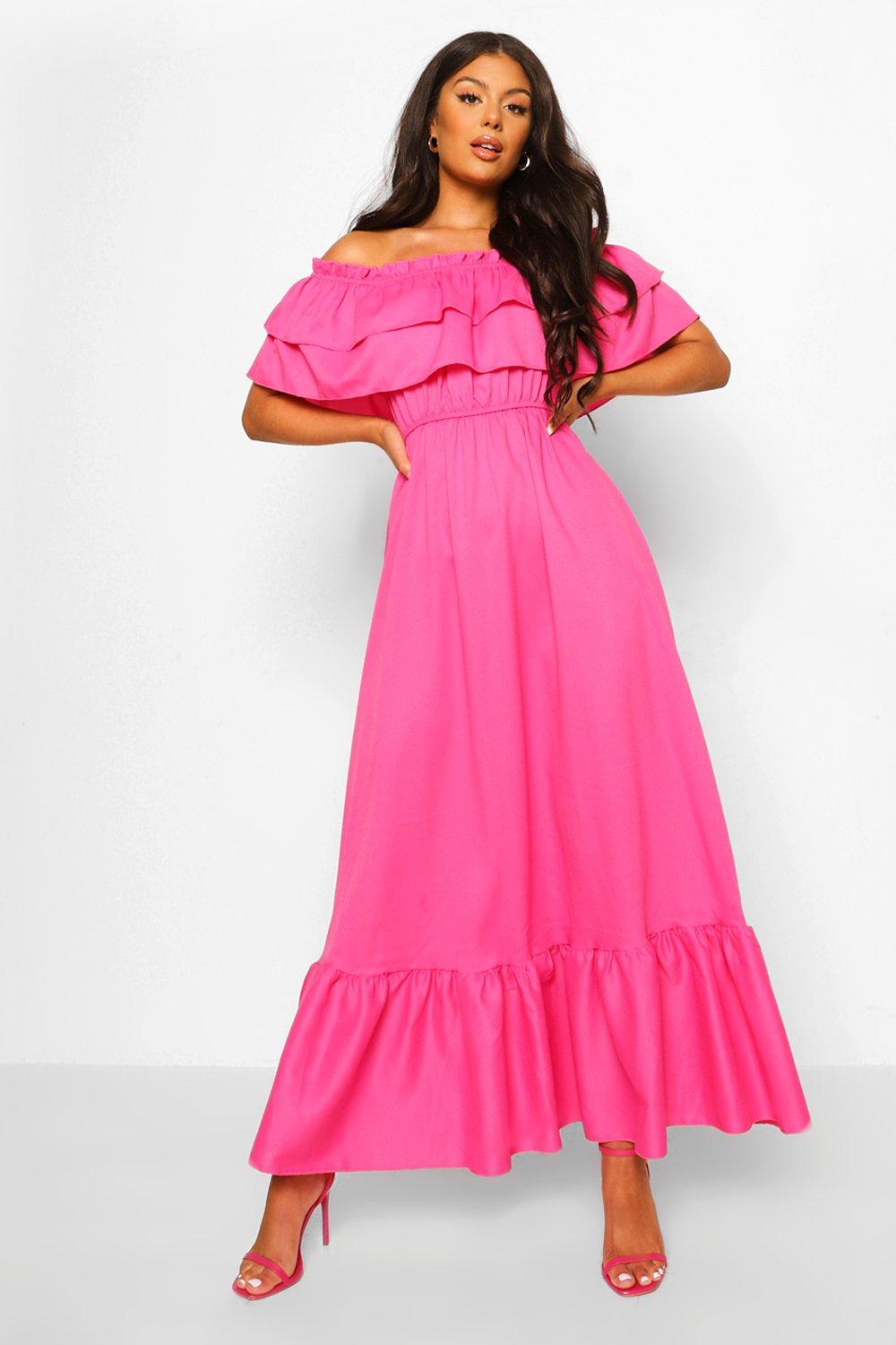 Off the shoulder hot sale ruffle maxi dress